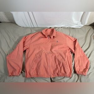 Vintage Polo Ralph Lauren Pink Salmon Large Full-Zip Harrington 90s USA Made
